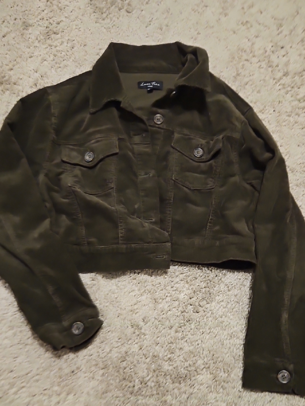 Love Tree Olive Green Cropped Jean Jacket